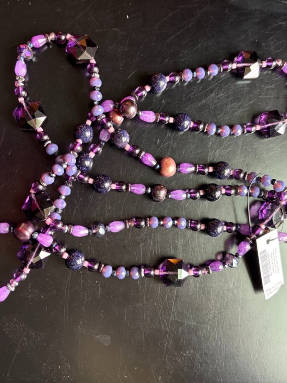 Chico's Long Purple Beaded Necklace